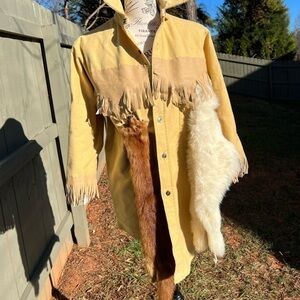 The Woodsman by Klondike Vintage Flannel Jacket/Shirt with Fringe and Skins.